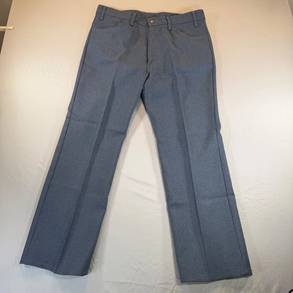 Vintage Levis Action Slacks Mens 38x29 Blue Dacron Polyester Made in USA 80s 90s